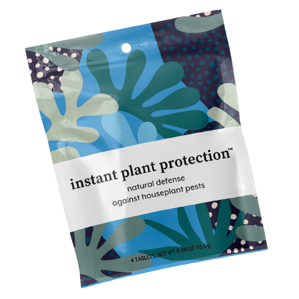 Instant Plant Protection natural houseplant pest defense pouch shown at an angle on a white background