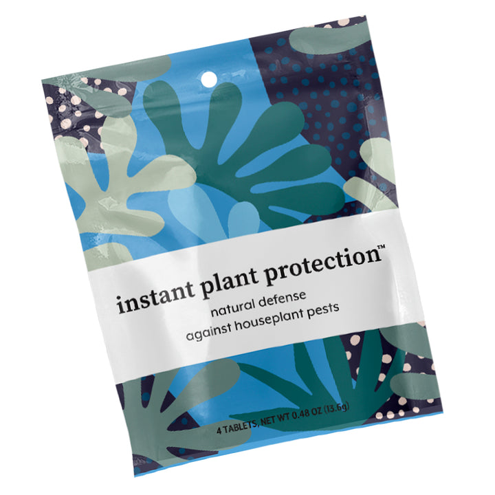 Instant Plant Protection natural houseplant pest defense pouch shown at an angle on a white background