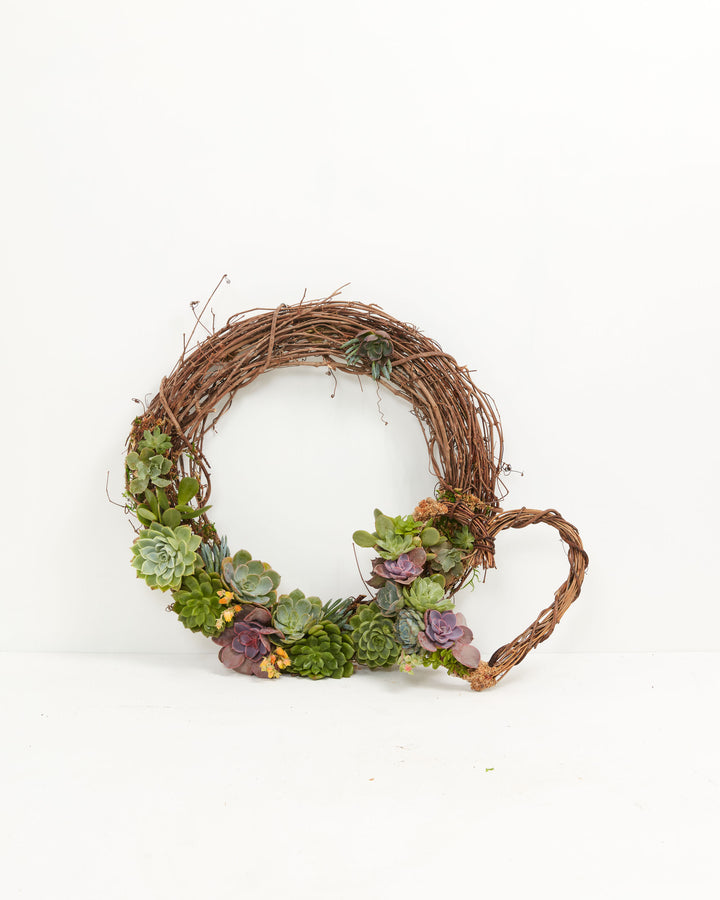 18" Fresh Live Succulent Wreath: Partially Covered, Lively Root, Plant, , , , 